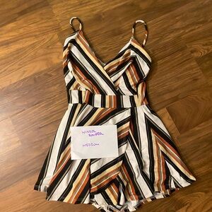 Windsor Striped Romper in Black, White, and Brown